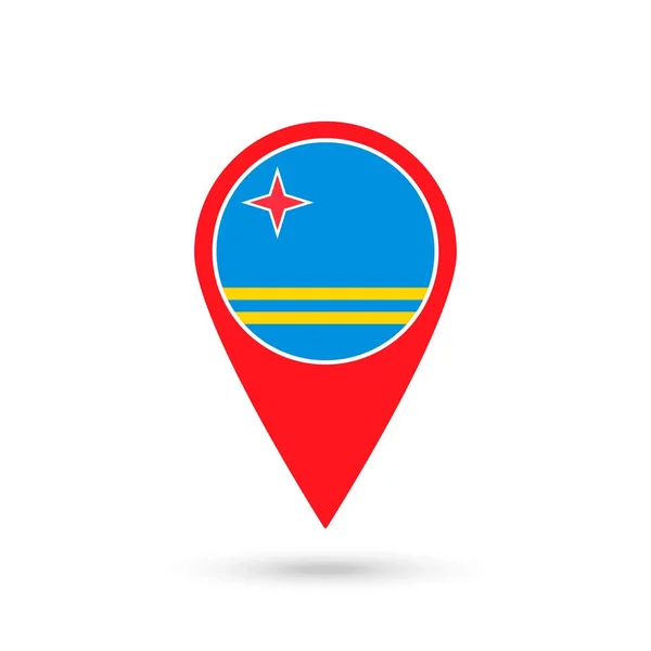 Pointeur Carte Avec Pays Aruba Drapeau Aruba Illustration Vectorielle — Image vectorielle