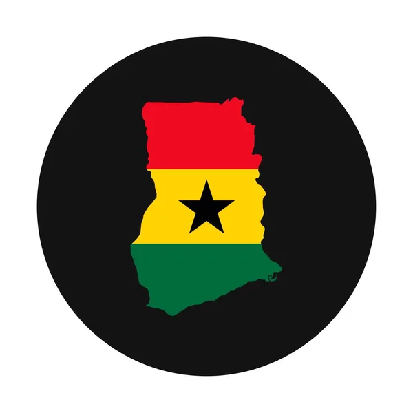 Ghána Térkép Sziluett Zászló Fekete Háttér — Stock Vector