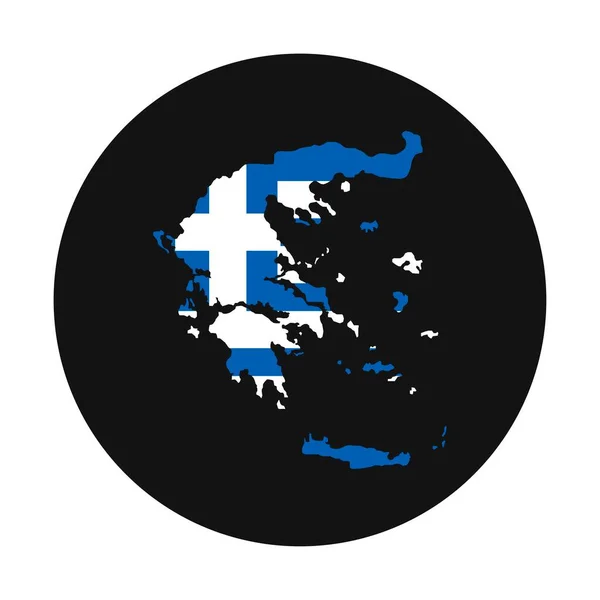 Grèce Carte Silhouette Avec Drapeau Sur Fond Noir — Image vectorielle