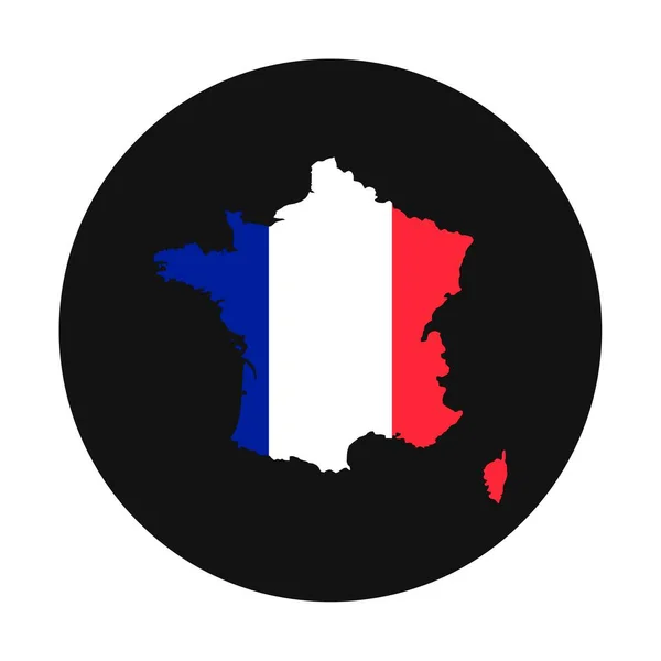 France Carte Silhouette Avec Drapeau Sur Fond Noir — Image vectorielle