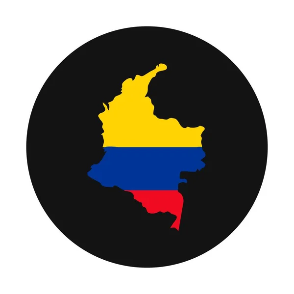 Colombia Mappa Sagoma Con Bandiera Sfondo Nero — Vettoriale Stock