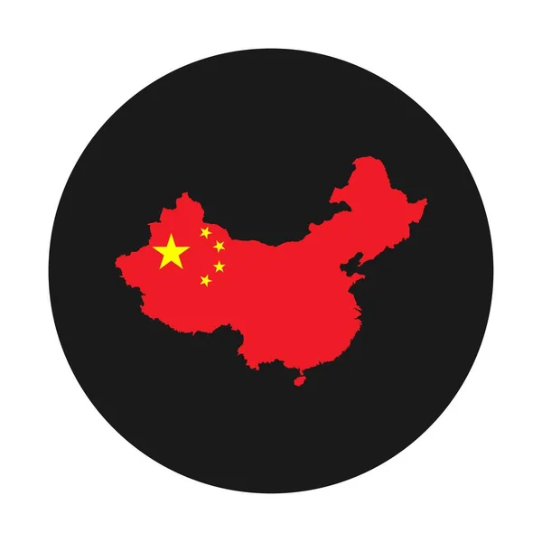 Cina Mappa Silhouette Con Bandiera Sfondo Nero — Vettoriale Stock