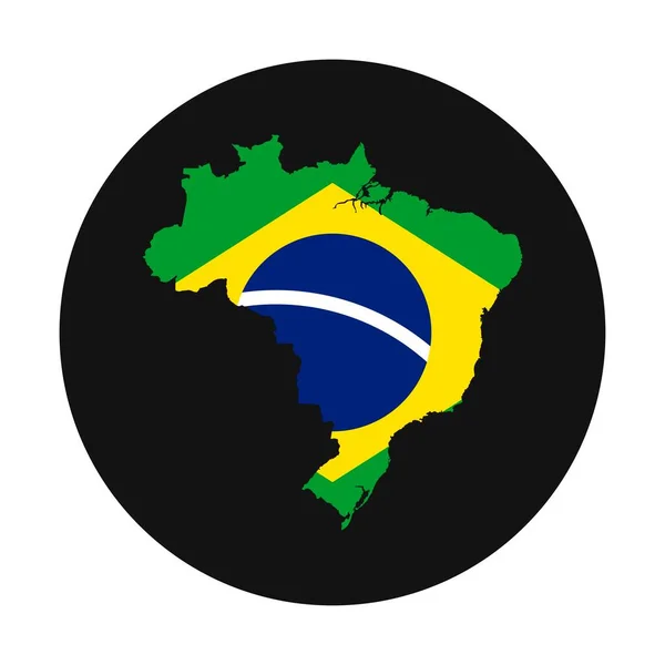 Brasil Mapa Silhueta Com Bandeira Sobre Fundo Preto — Vetor de Stock