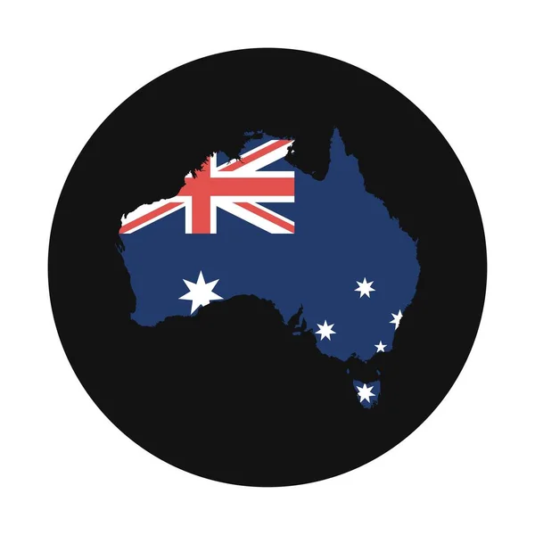 Avustralya Haritası Silueti Siyah Arkaplanda Bayrak Ile — Stok Vektör