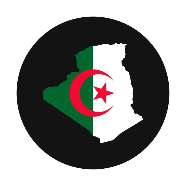 Algeria Mappa Sagoma Con Bandiera Sfondo Nero — Vettoriale Stock
