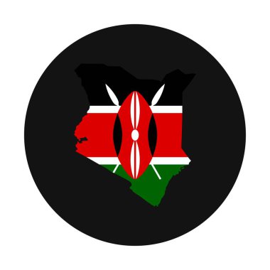 Siyah zemin üzerinde bayrak olan Kenya haritası silueti