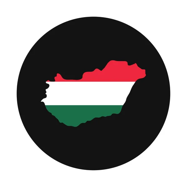 Magyarország Térkép Sziluett Zászló Fekete Háttér — Stock Vector