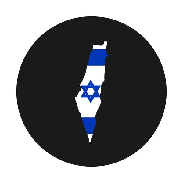 Israel Mapa Silueta Con Bandera Sobre Fondo Negro — Vector de stock