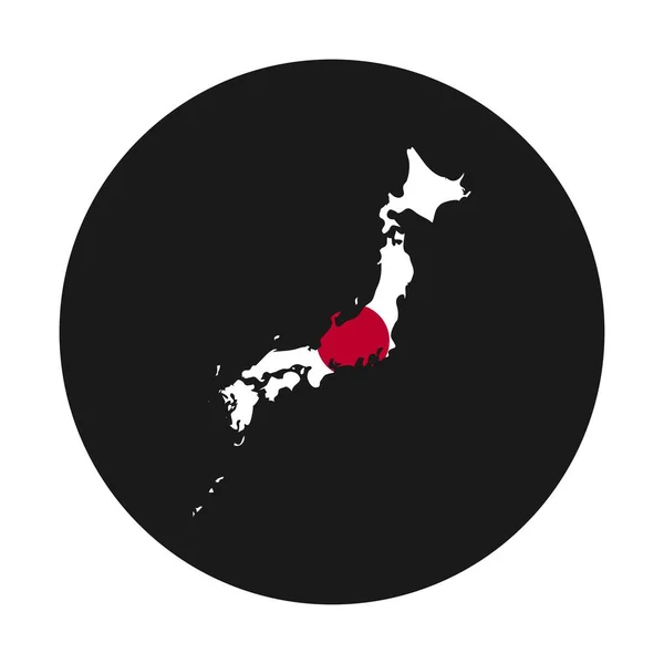 Japão Mapa Silhueta Com Bandeira Sobre Fundo Preto — Vetor de Stock
