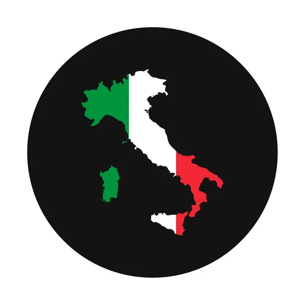 意大利地图的轮廓 带有黑色背景的国旗 — 图库矢量图片