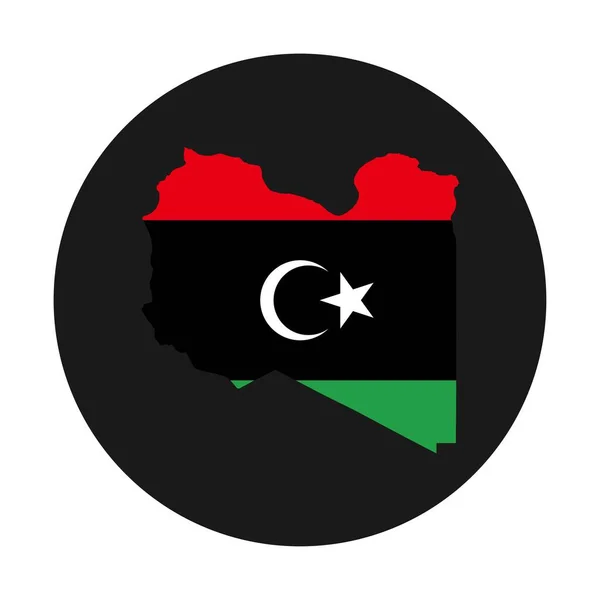 Libyen Landkarte Silhouette Mit Flagge Auf Schwarzem Hintergrund — Stockvektor