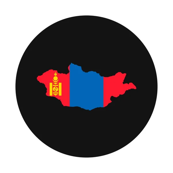 Mongolia Mapa Sylwetka Flagą Czarnym Tle — Wektor stockowy