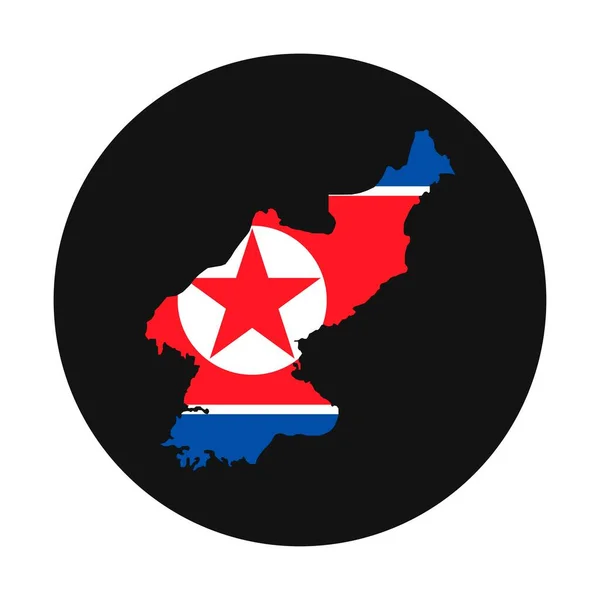 Nordkorea Karta Siluett Med Flagga Svart Bakgrund — Stock vektor