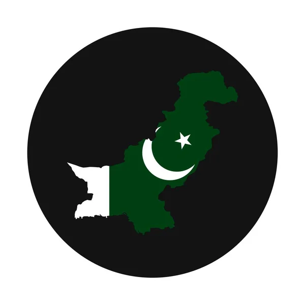 Pakistan Landkarte Silhouette Mit Fahne Auf Schwarzem Hintergrund — Stockvektor