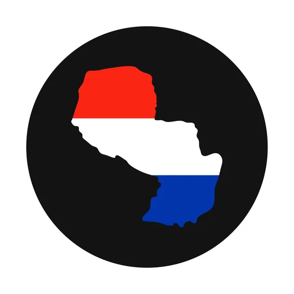 Paraguai Mapa Silhueta Com Bandeira Sobre Fundo Preto — Vetor de Stock