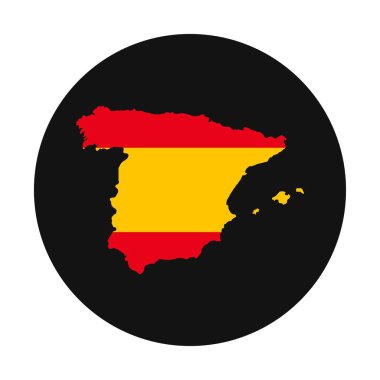 Siyah zemin üzerinde bayrak olan İspanya haritası silueti