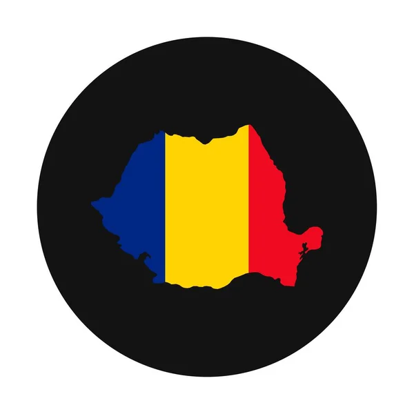 Rumunia Mapa Sylwetka Flagą Czarnym Tle — Wektor stockowy
