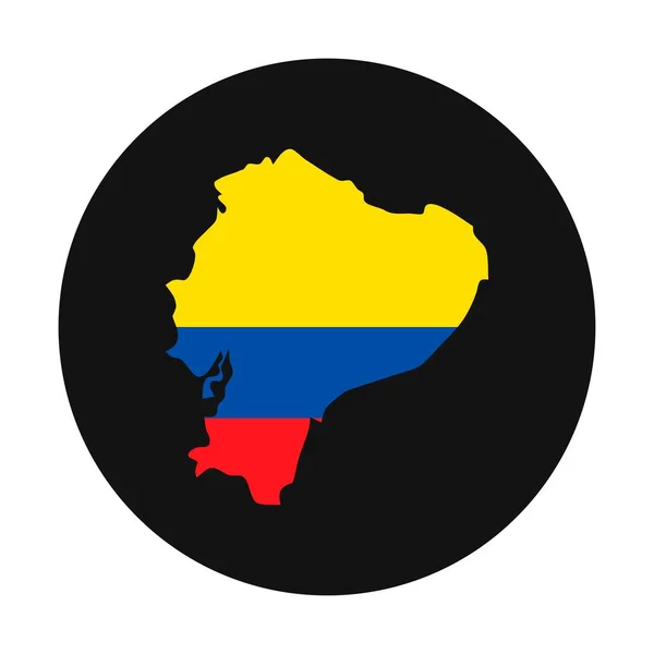 República Ecuador Mapa Silueta Con Bandera Sobre Fondo Negro — Archivo Imágenes Vectoriales