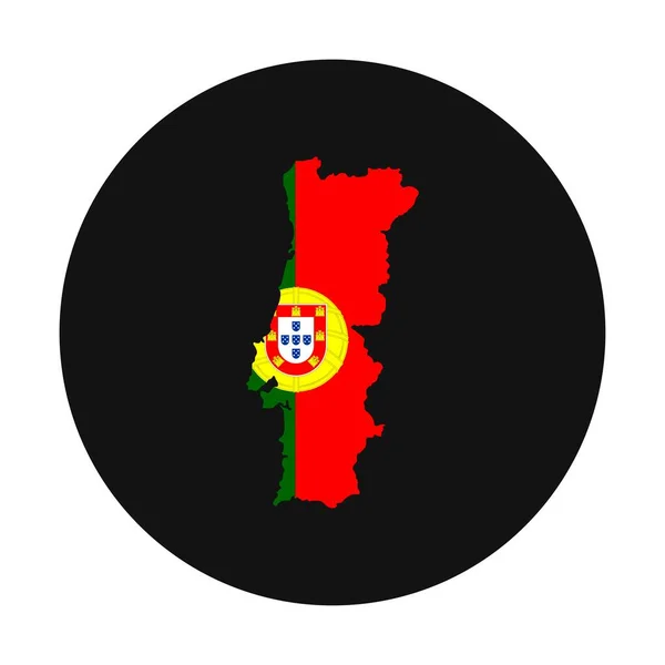 Portugal Mapa Silhueta Com Bandeira Sobre Fundo Preto — Vetor de Stock