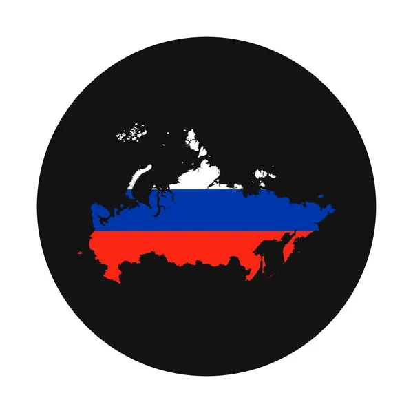 Russie Carte Silhouette Avec Drapeau Sur Fond Noir — Image vectorielle