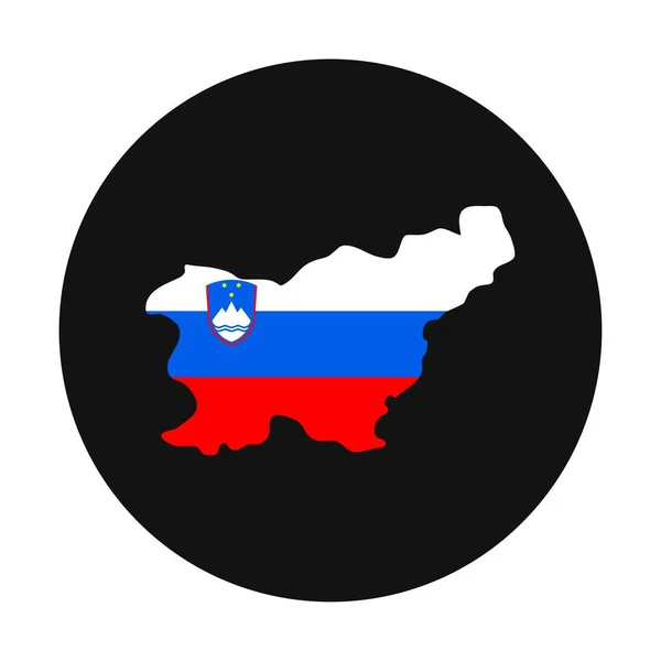 スロベニア地図シルエットで黒の背景に旗 — ストックベクタ