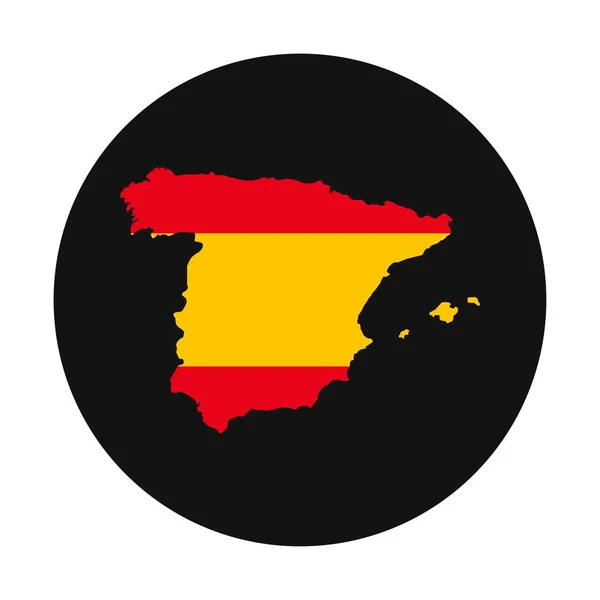 Spanien Karta Siluett Med Flagga Svart Bakgrund — Stock vektor