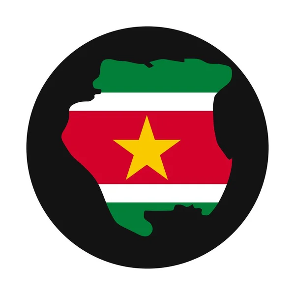 Suriname Mapa Silhueta Com Bandeira Fundo Preto — Vetor de Stock