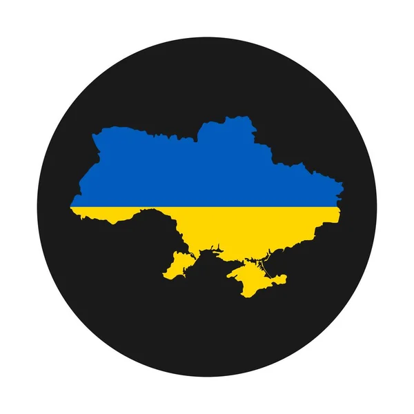 Ucraina Mappa Silhouette Con Bandiera Sfondo Nero — Vettoriale Stock