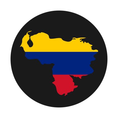 Siyah zemin üzerinde bayrak olan Venezuela haritası silueti