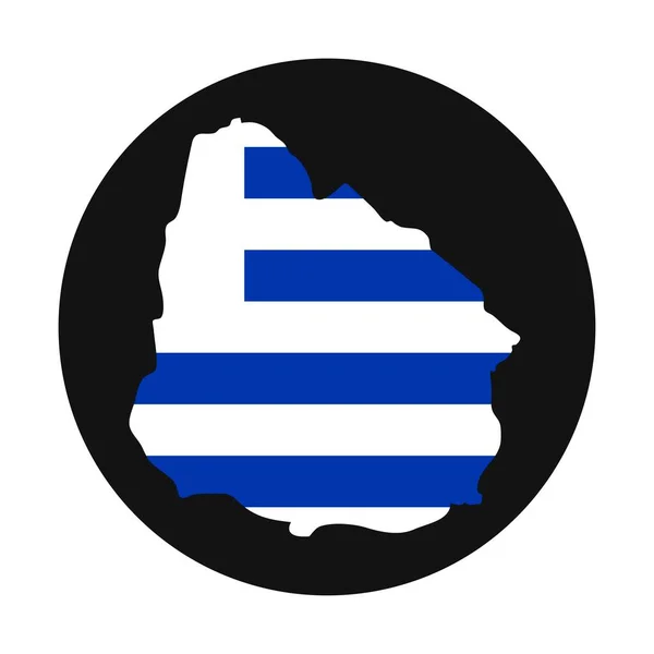 Uruguai Mapa Silhueta Com Bandeira Sobre Fundo Preto — Vetor de Stock
