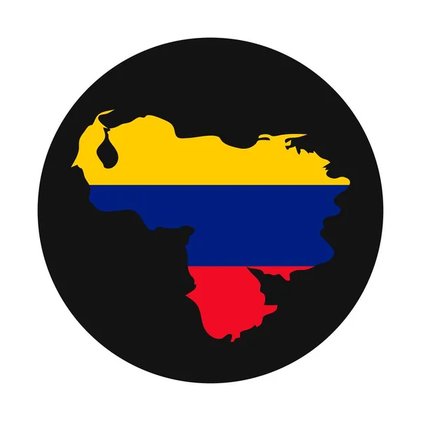 Venezuela Mappa Silhouette Con Bandiera Sfondo Nero — Vettoriale Stock