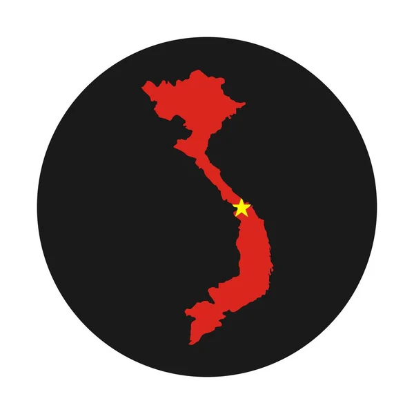 Vietnam Silhouette Mappa Con Bandiera Sfondo Nero — Vettoriale Stock