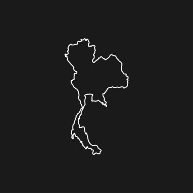 Siyah Arkaplanda Tayland Haritası