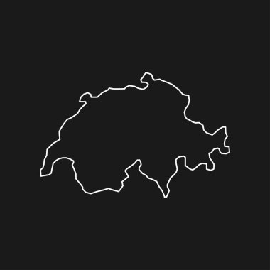 Siyah Arkaplan Üzerine İsviçre Haritası