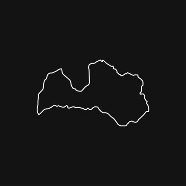 Kara Arkaplanda Letonya Haritası