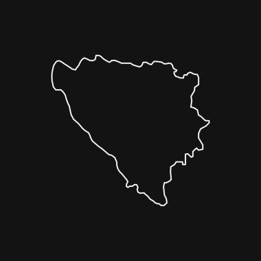 Bosna-Hersek 'in Siyah Arkaplan Haritası