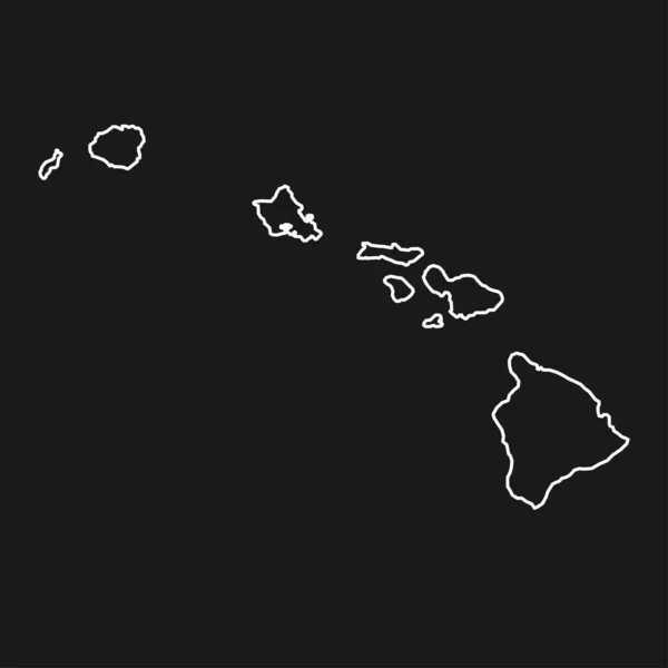 Hawaï Carte Sur Fond Noir — Image vectorielle