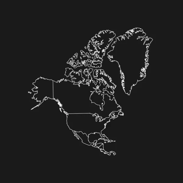 North America Map Greenland Isolated Black Background — 图库矢量图片