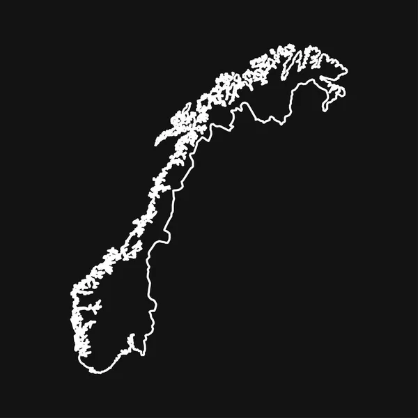 黒を背景にしたノルウェーの地図 — ストックベクタ