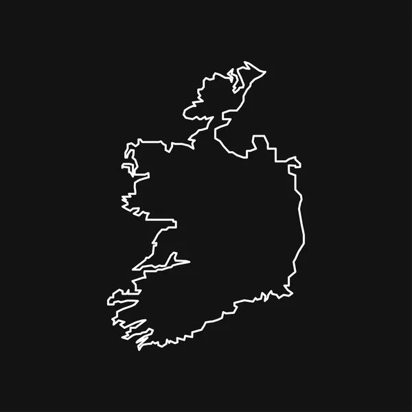 Irlanda Mapa Sobre Fondo Negro — Vector de stock