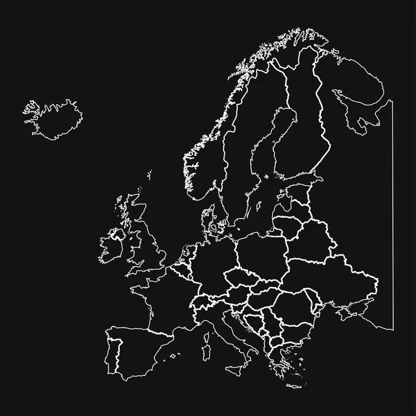 Europa Mapa Com Fronteiras País Esboço Gráfico Vetor — Vetor de Stock