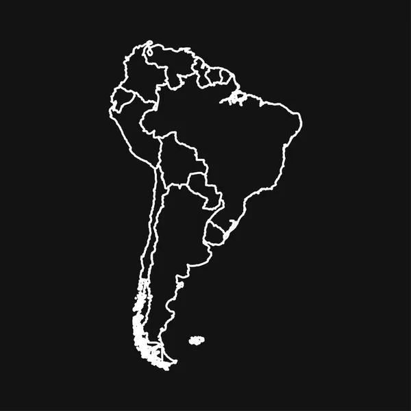 国境のある南アメリカの地図 — ストックベクタ