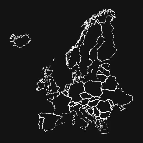 Europa Mapa Vector Ilustración Sobre Fondo Negro — Vector de stock