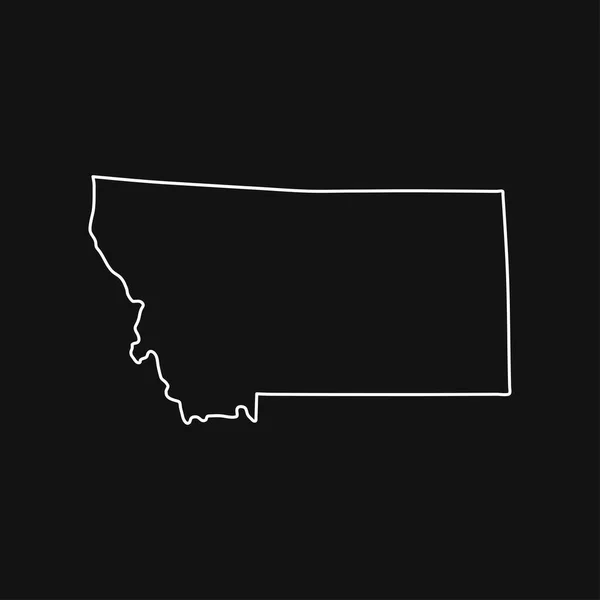 Montana Kaart Zwarte Achtergrond — Stockvector