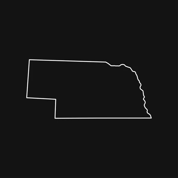 Nebraska Mapa Sobre Fondo Negro — Vector de stock