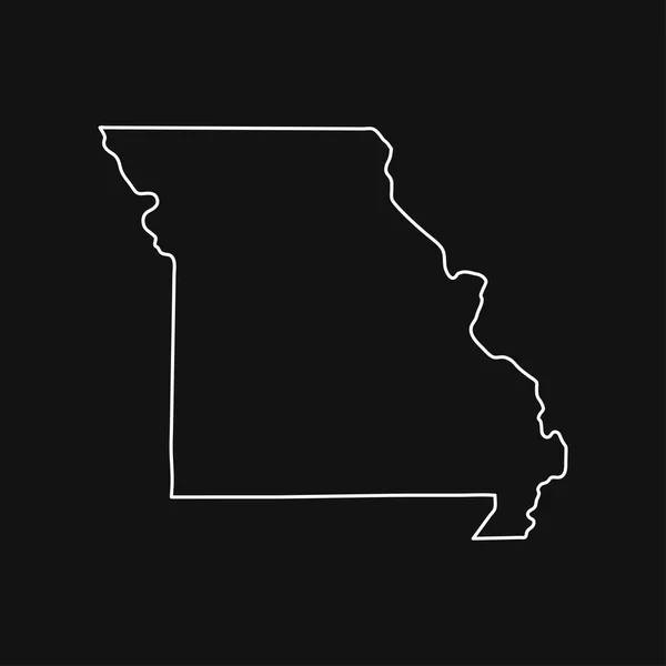 Missouri Kaart Zwarte Achtergrond — Stockvector