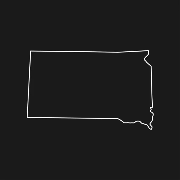 South Dakota Kaart Zwarte Achtergrond — Stockvector