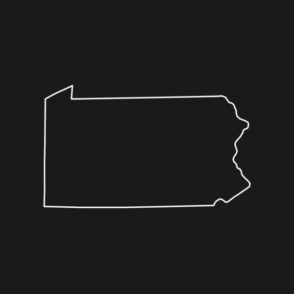 Carte Pennsylvanie Sur Fond Noir — Image vectorielle