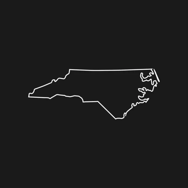 North Carolina Karte Auf Schwarzem Hintergrund — Stockvektor