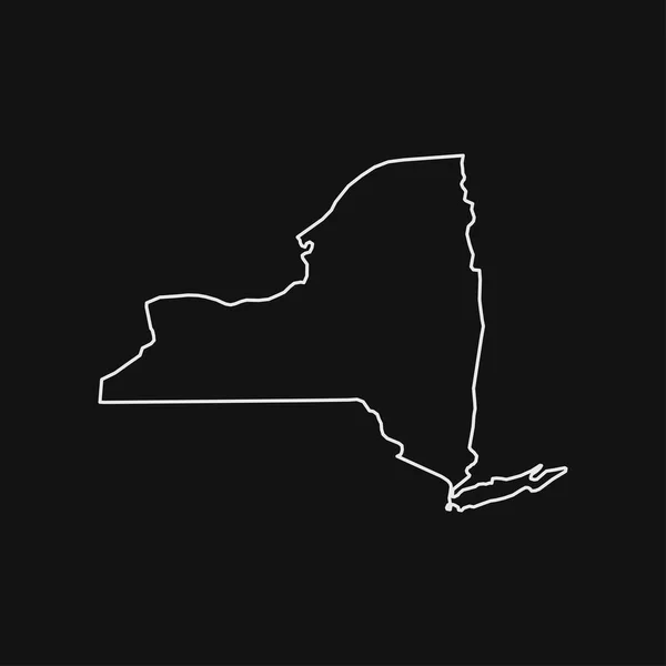 New York Állam Térképe Fekete Háttér — Stock Vector